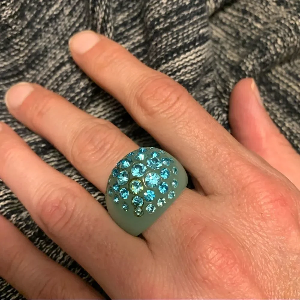 Blue Rhinestone Cocktail Ring
